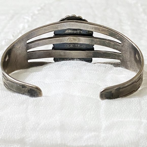 Fred Harvey Era Navajo Sterling Green Cuff Vintage - Picture 6 of 10
